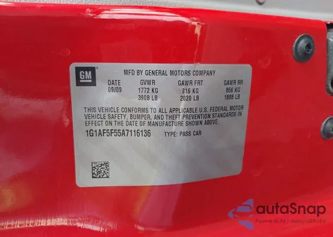 2010 Chevrolet Cobalt Lt from USA, damaged, VIN 1G1AF5F55A7116136